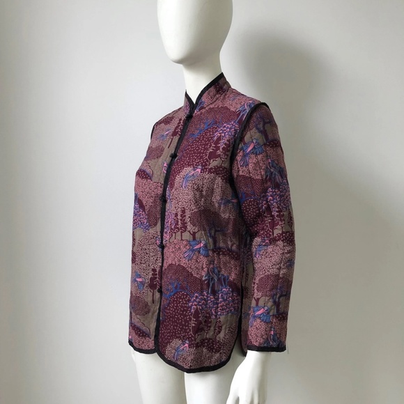 VTG Vintage 1970s / 70s Quilted Jacket Bird Nature Pattern - Picture 2 of 9